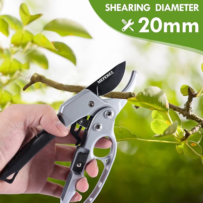 Ultra Sharp Germany Steel Pruning Shears - Cuts 3X Easier, Weak Hand Arthritis Snips, Rust-Resistant, Effortlessly 1-Inch Cut Capacity Garden Scissors, Ergonomic Handle (Black)-Mewly Pet