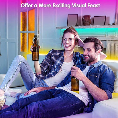 Led Lights 50ft Smart APP Control Music Sync Strip RGB Color Changing Led Lights for Bedroom Kitchen and Party