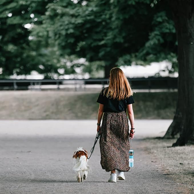 Dog Water Bottle with Food Container & Poop Bag Holder, Travel Water Bowl, Portable Pet Dispenser, Dog Stuff Accessories Items, Puppy Essentials Necessities for Yorkie Chihuahua Walking Hiking-Mewly Pet