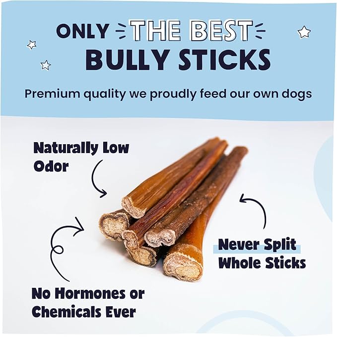 Pawstruck Natural 5-8" Bully Sticks for Dogs - Best Long-Lasting, Rawhide-Free, Low Odor Dental Chew Treat - Healthy Single Ingredient, 100% Real Beef - 8 oz Bag - Packaging May Vary-Mewly Pet