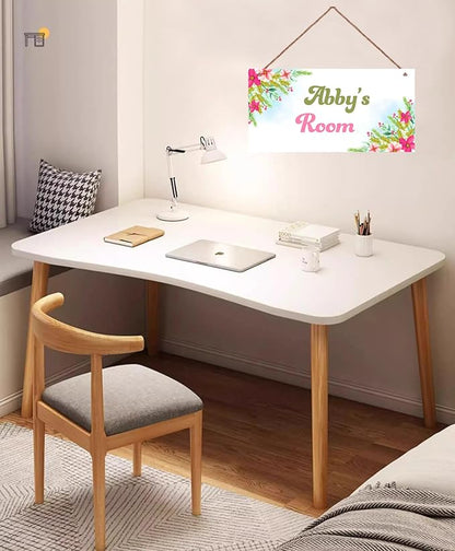 Personalized Flowers Room Door Sign For Girls Bedroom Kids Room Nursery Wall Art Decor Custom Name Art Plate Wooden Plaque For Living Room