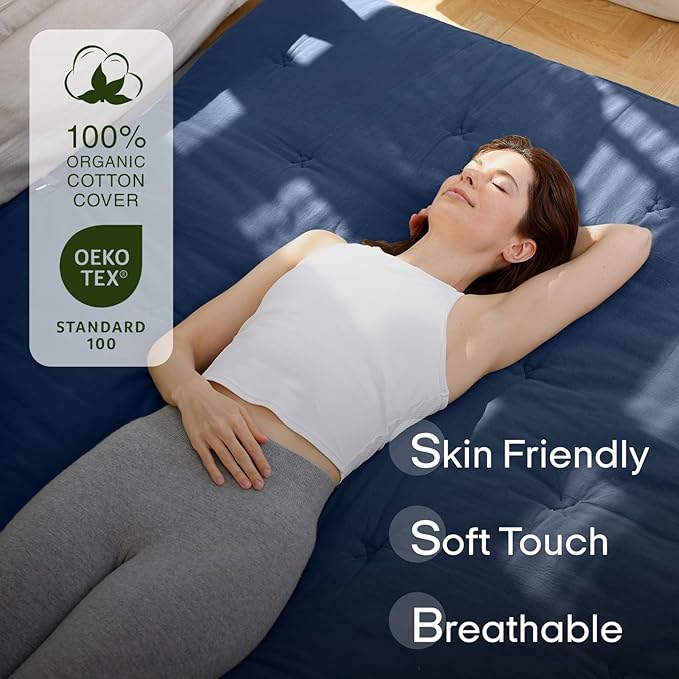 ZonLi Japanese Floor Futon Mattress Full Size 75"x 54", 100% Cotton Cover 2.5'' Thicken Tatami Mattress, Foldable Sleeping Pad, Portable Dormitory Tatami Mat, Roll Up Floor Lounger Bed for Adult