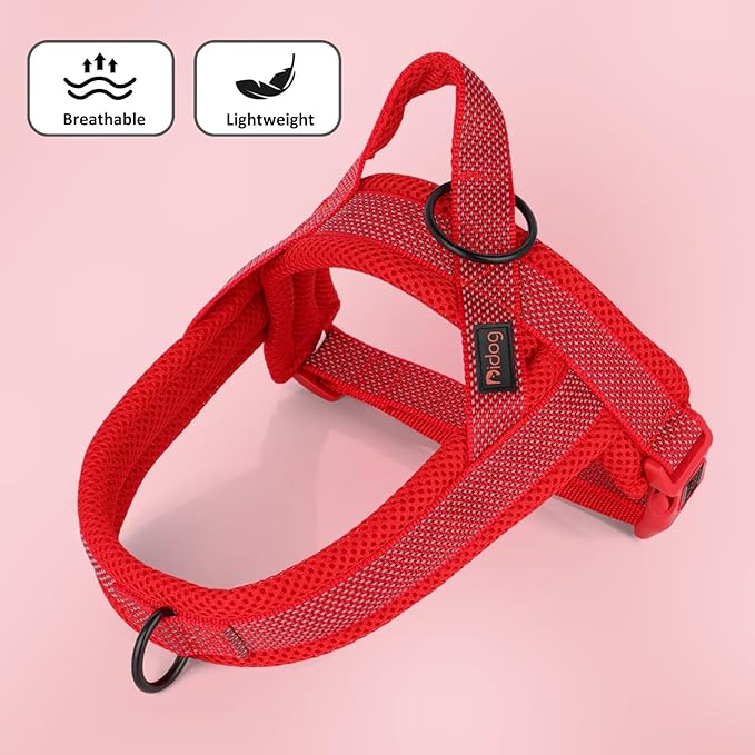 Didog No Pull Dog Harness with Breathable Mesh Padded, Full Reflective & Quick Fit Adjustable Vest Harness, Easy for Training Walking for Small & Medium and Large Dogs (Red, L:Chest 26-32")-Mewly Pet