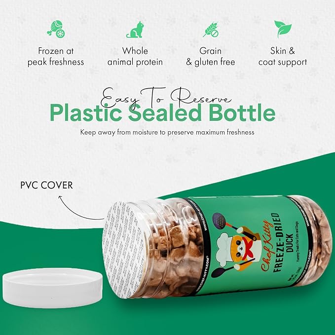 Freeze-Dried Duck Treats for Cats & Dogs – 100% Human Grade, Single Ingredient, High-Protein, Healthy Snack – No Additives or Preservatives – 1.5oz - Inspected & Tested in USA-Mewly Pet