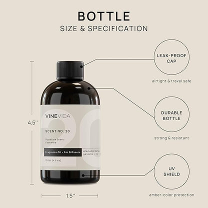 VINEVIDA [4 oz] Cashmere Hotel Fragrance Diffuser Oil - Cold Air Diffuser Refill for Home Scent Collection
