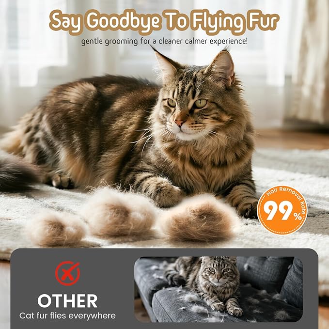 Self Cleaning Slicker Brush, 2-in-1 Cat Brush for Shedding, Skin Friendly Grooming Tool for Long & Medium-Long Hair Pets, Adjustable Bristle Length with Dematting Comb for Cats, Dogs-Mewly Pet