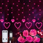 Valentines Day Decor, Pink Love Heart String Lights for Bedroom, 12 Hearts 138 LED Fairy Twinkle Lights with Remote, 8 Lighting Modes Connectable Window Lights for Valentine's Day Wedding Home Decor
