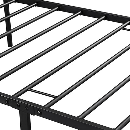 Yaheetech Twin XL Size Metal Platform Bed Frame with Simple Headboard and Footboard, Mattress Foundation for Under Bed Storage, Steel Slat Support, No Box Spring Needed, Easy Assembly, Black