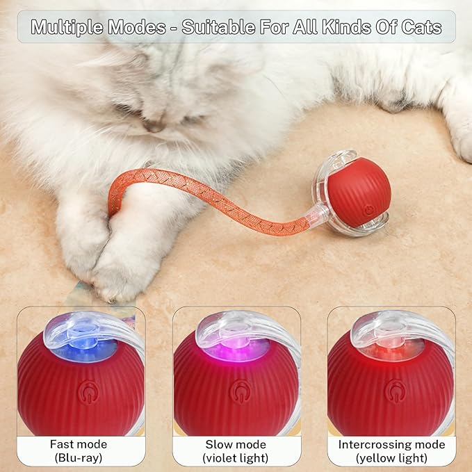 New Upgraded Cat Ball Toy - Speedy Tail 2.0 Cat Toy, Interactive Cat Toy Ball, Stimulating Toys and Juguetes para Gatos, Cat Toys for Bored Indoor（Sound Switchable） (Green)-Mewly Pet
