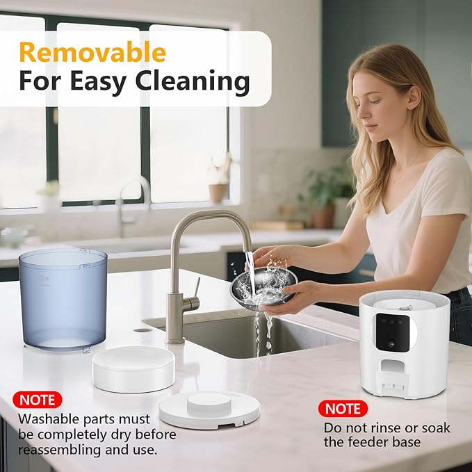 Automatic Cat Feeder with 1080P Camera, Two-Way Audio, APP Timed Auto Control Meals, 6L Dry Food Dispenser, 2.4G / 5G WiFi-Mewly Pet