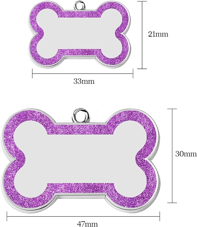 Dog Tags Personalized for Pets Dog Name Tags Personalized Dog Tag Engraved with Any Name & Text Custom Dog ID Tags Glitter Bone ID Tag for Puppy Cat (Pink S, Bone)-Mewly Pet