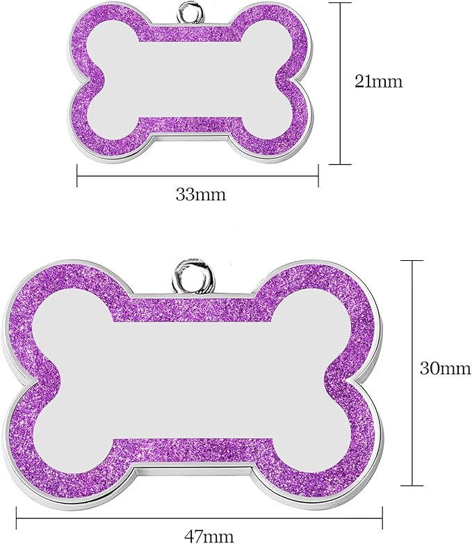 Dog Tags Personalized for Pets Dog Name Tags Personalized Dog Tag Engraved with Any Name & Text Custom Dog ID Tags Glitter Bone ID Tag for Puppy Cat (Blue S, Bone)-Mewly Pet