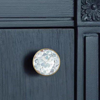 QOGRISUN 10-Pack Brass Crystal Cabinet Knobs,Glass Crystal Gold Drawer Knobs,1-1/4-Inch Diamond, Decorative Dresser Pulls, Modern Cabinet Hardware