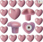 Ceramic Drawer Knobs Heart Shape Cabinet Dresser Pulls Handles with 3 Sized Screws, Kitchen Furniture Knobs for Closet Cupboard Wardrobe (20, Pink)