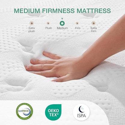 Novilla 10 Inch King Size Mattress, Medium Firm Hybrid Mattress with Certified Safe Foam & Individually Wrapped Pocket Coils Innerspring for Cozy Sleep, Motion Isolation