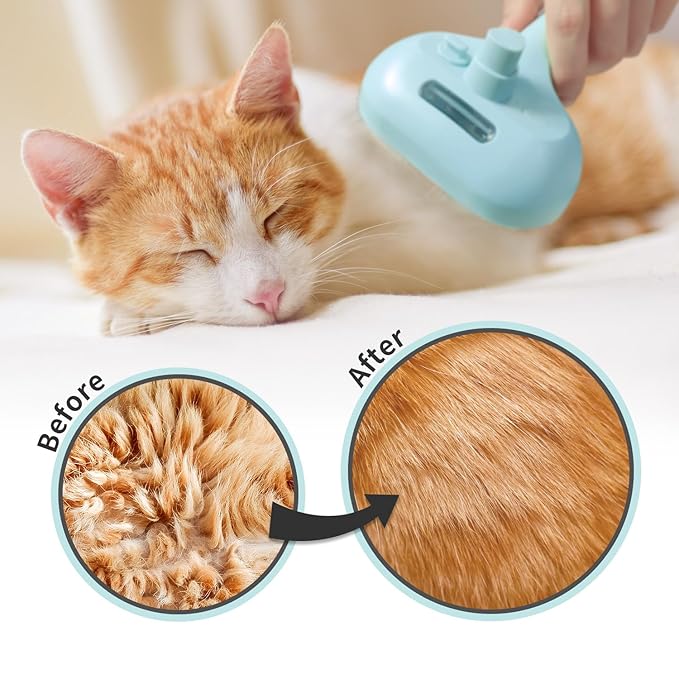 3-in-1 Self-Cleaning Pet Brush for Shedding - Removes Static and Loose Hair from Dogs and Cats (Blue)-Mewly Pet