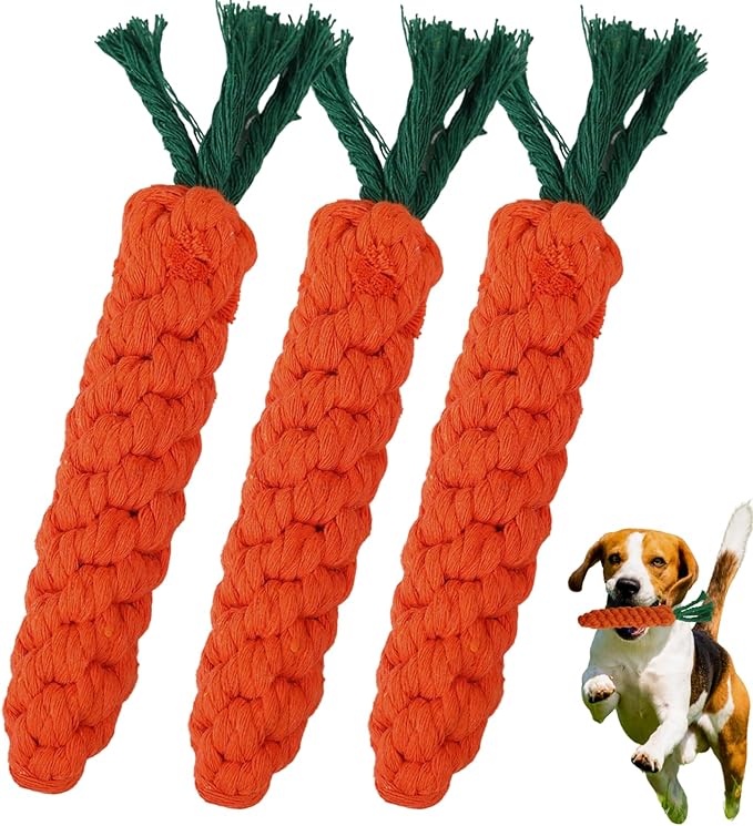 3PCS Orange Woven Pet Chew Set, Puppy Teething Chews, Dog Chew Treats, Cat Teething Playset, Safe Braided Chews for Pets, Durable & Interactive-Mewly Pet
