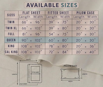 RUVANTI Flannel Sheets Queen Size - 100% Cotton Double Brushed Bed Sheets, Deep Pockets 16 Inches Queen Sheet Set, All Seasons Breathable & Extra Soft - Warm & Cozy, 4 Piece, Bali
