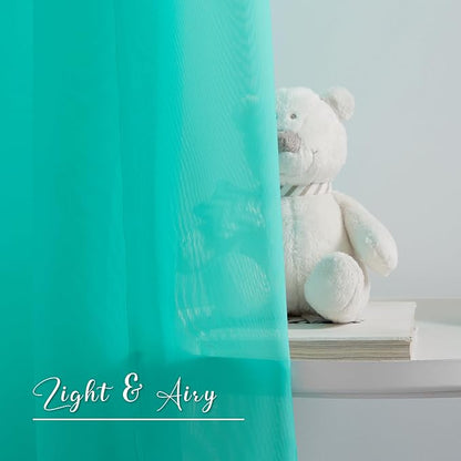 NICETOWN Voile Sheer Scarf for Windows - Luxury Decorative Fresh Color Valance Topper Chic Voile Sheer Drape for Beach House (Pool Blue, 1-Pack, W60 x L216)