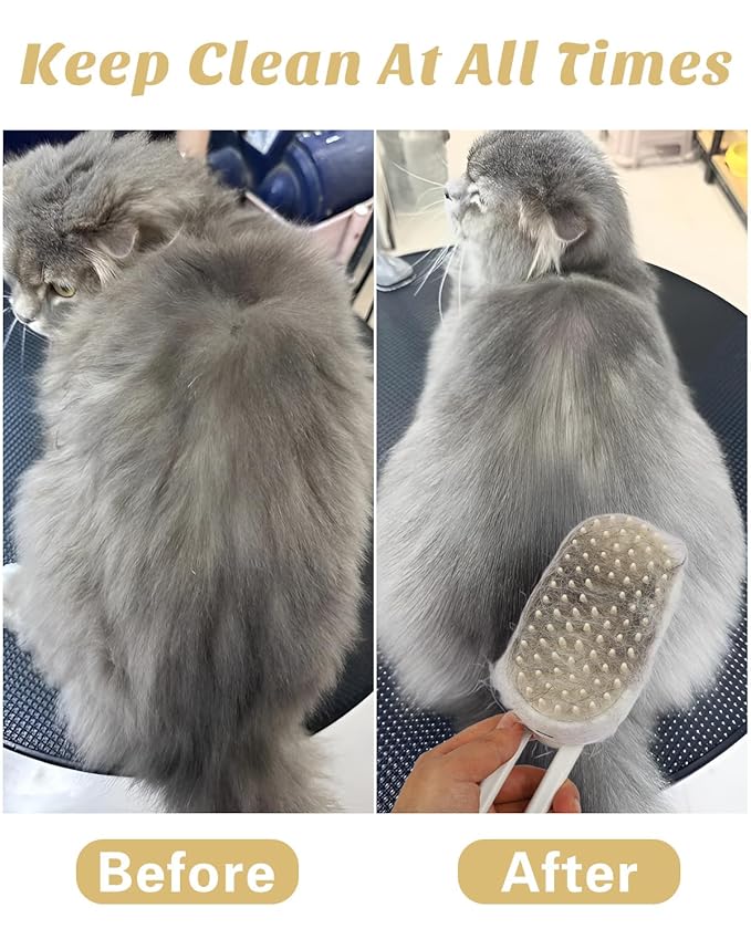 6 in 1 Cat Steam Brush for Shedding, Portable Anti-Static Grooming Comb for Cats & Dogs, Steam Misting Water Brush, Self-Cleaning Pet Hair Remover, Indoor Cat Spray Brushes for Cats & Dogs-Mewly Pet