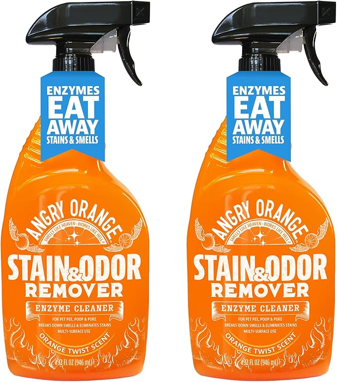 ANGRY ORANGE Pet Stain Remover for Dog Urine and Stains - Enzyme Cleaner - Citrus - Value 2 pack-Mewly Pet