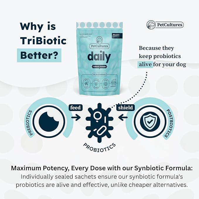 Daily Synbiotic Formula - A TriBiotic Blend with 6 Strains, B-Vitamins, and Digestive Enzymes in 30 Packs-Mewly Pet