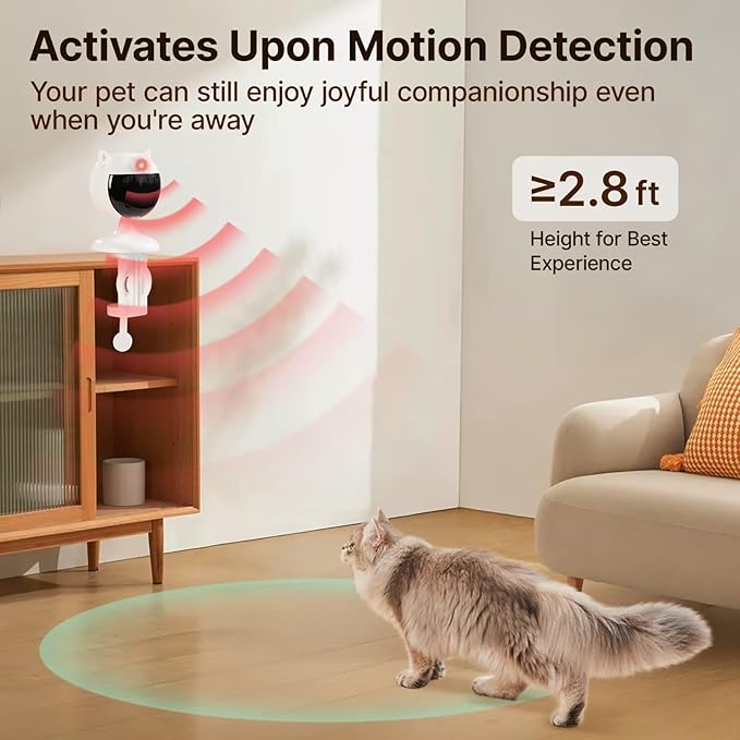 Potaroma Smart Sensor Cat Laser Toys Interactive, Motion Activated Truly Random Trjajectory, Clamp Design, Automatic Chargeable Kitten Toy Indoor Exercise, Cream White-Mewly Pet
