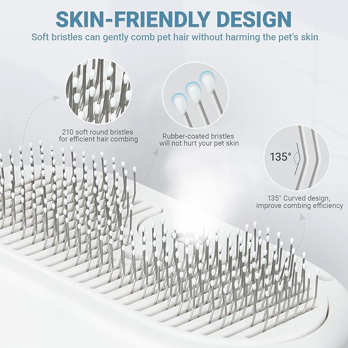 Pet Steam Brush for Dogs & Cats with Pet Conditioner, 4 in 1 Spray Hair Removal Comb for Shedding & Grooming, Self Cleaning Water Brush for Long & Short Haired Pets-Mewly Pet