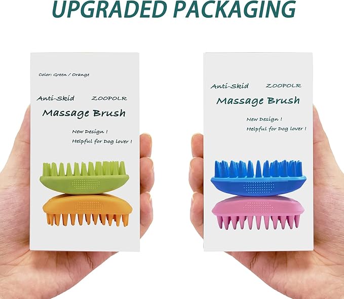 Pet Silicone Shampoo Brush for Long & Short Hair Medium Large Pets Dogs Cats,Shower Wash Curry Brush,Dog hair Products Accessories Dog Back Massage for Long & Short Hair Small Large Pets Dogs(Green)-Mewly Pet