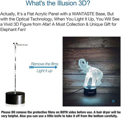 3D Elephant Decor Lamp Gift with Remote, 7 Color Changing Night Light Birthday Toys for Kids Girls Boys