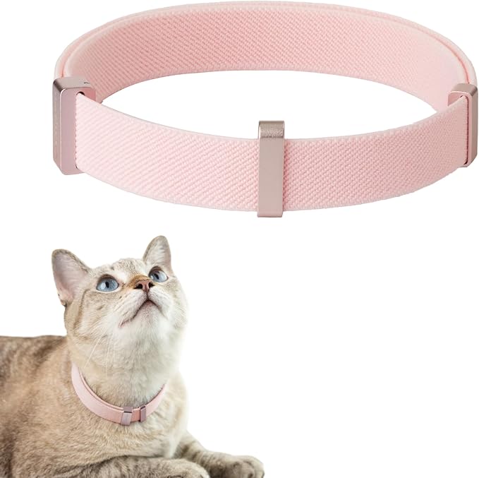 Safety Cat Collar Pro - U.S. IDA Gold Awarding Design, Elastic Quick Release Cat Collar with Buckle Non Breakaway - Lightweight for Kitten All Small Large Cats (Blush Pink, M 7.9-15.7")-Mewly Pet