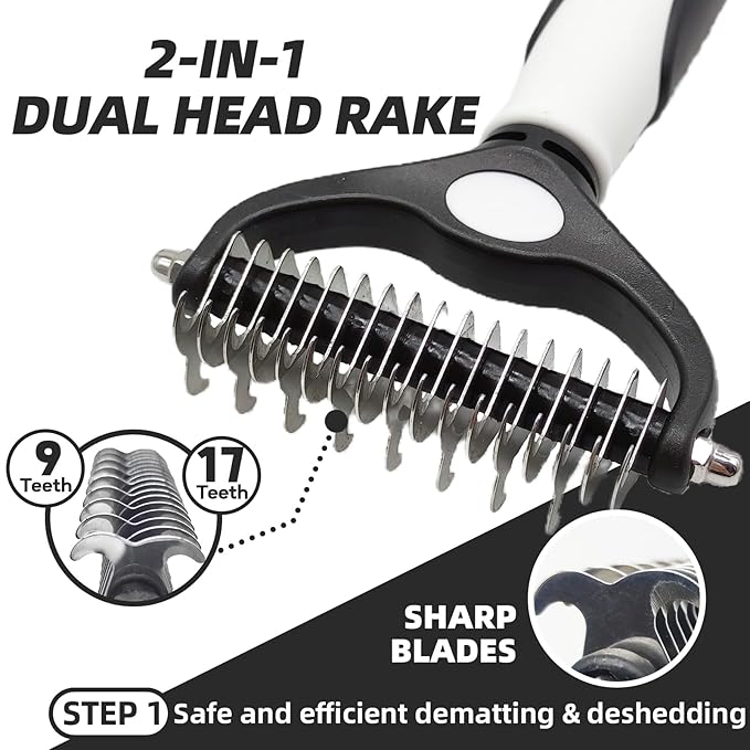 Dog Brush for Shedding, 7 PCS Dog Grooming Brush Kit, Undercoat Rake, Slicker Brush, Deshedding Comb, Bath Brush, Nail Clipper for Long & Short Haired Dogs & Cats, Black-Mewly Pet