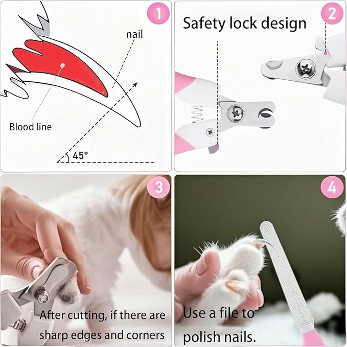 Zoocozy Cat Dog Pets Nail Clippers and Trimmers, Cat Grooming Supplies with Safety Guard, Avoid Overcutting, for Cat Dog Kitten Puppy Rabbit Guinea(Pink)-Mewly Pet