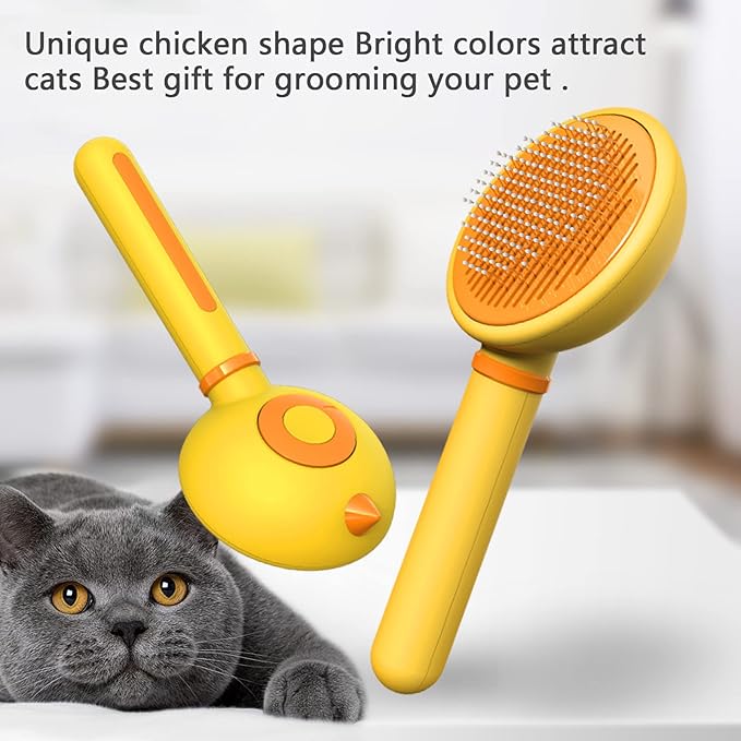 Cat Hair Brush with Release Button for Indoor Cats, Cat Grooming Brush for Long or Short Hair Dogs, Cat Combs for Pet Massage Self-Cleaning Cat Hair Brush-Mewly Pet