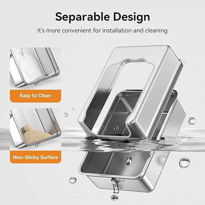 All-Metal 28" Extra Large Stainless Steel Cat Litter Boxes with Lid Metal Cat Litterbox Pan for Big Cats and Multiple Cats, Anti-Leakage, Easy Cleaning, Include Scoop-Mewly Pet