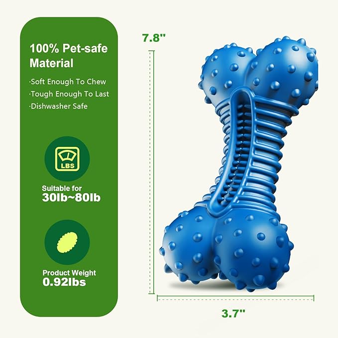 Dog Toys for Aggressive Chewers, Indestructible Chew Toys for Medium Large Dogs,Durable Rubber Dog Bones with Beef Flavor, Tough Dental Toy for Boredom Relief-Mewly Pet
