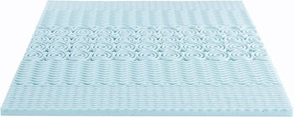 Mellow 2 Inch 5-Zone Memory Foam Mattress Topper, Cooling Gel Infusion, Dorm Essentials, King Blue