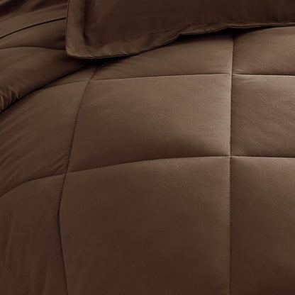 CozyLux King Size Comforter Set Brown - 7 Pieces Bed in a Bag King, Luxury Soft Bed Set for All Seasons, Bedding Set with Down Alternative Comforter, Sheets, Pillowcases & Shams