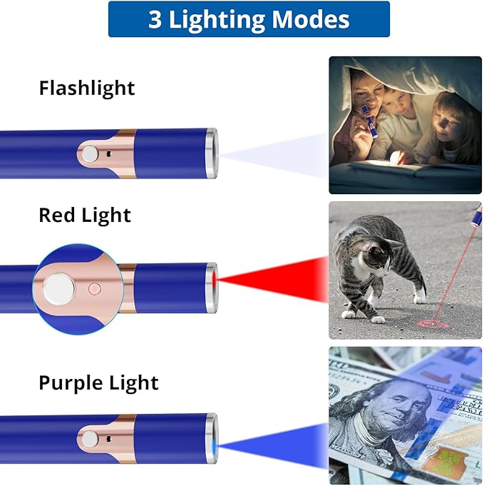 TBTeek Cat Toys for Indoor Cats, 2 Pieces, Rechargeable, 7 Adjustable Patterns, Interactive Kitten Pet Dog Red Dot Chase Light Toy for Cats Fun Playing Exercise（Blue）-Mewly Pet