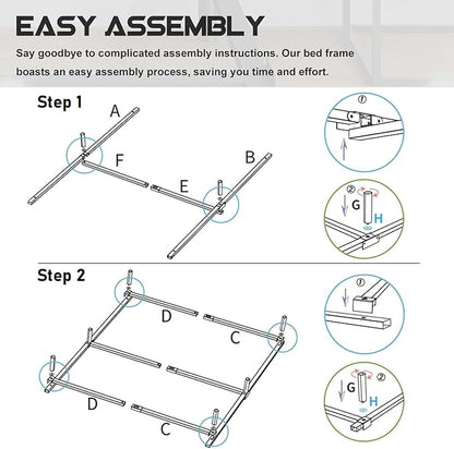 King Size Bed Frame, 7 Inch Metal Basics Bed Frame,Low Profile Base for Box Spring, 9-Leg Support, Noise-Free, Easy Assembly, Black