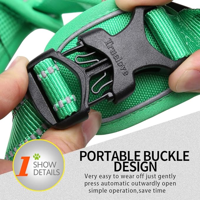 Truelove No Pull Dog Harness with Easy Control Handle and 2 Leash Attachments,Reflective Adjustable Pet Vest-Mewly Pet