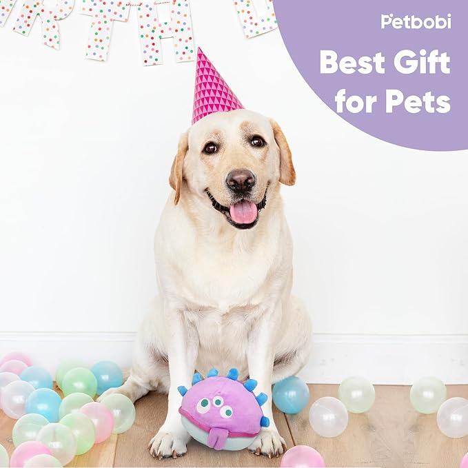 Petbobi Interactive Dog Toys for Boredom - Moving Dog Toy for Stimulating Play, Pet Plush Squeaky Ball for Small Medium Breeds with 4 Batteries, Jolly Jelly Bobby-Mewly Pet