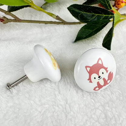 6pcs 1.5" Ceramics Cute Nursery Cabinet Dresser Drawer Knobs Kids Animal Drawer Pulls (Tiger)