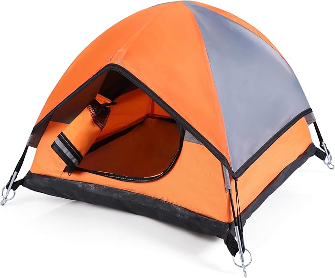 Cat Camping Tent, Cat Tent Bed, Pet Tent for Indoor Cat and Small Dog, Mini Tent (Orange, 21 x 21 x 14 Inches)-Mewly Pet