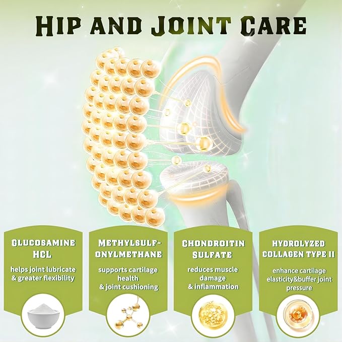 Glucosamine for Dogs, Hip and Joint Supplement for Dogs with Chicken Flavor, Anti Inflammatory, Dog's Chondroitin, Digestive Enzymes, Omega-3, Vitamin D, MSM, Calcium, Turmeric, 120 Freeze-Dried Chews-Mewly Pet