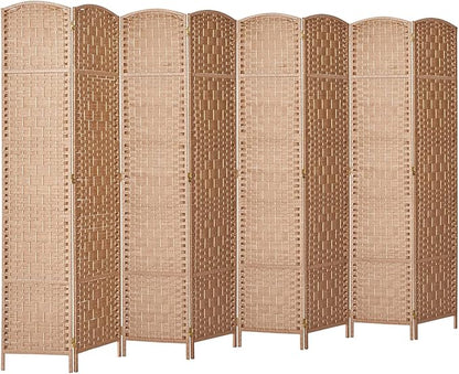 RHF 6 Ft. Tall Extra Wide-Diamond Weave Fiber Room Divider, 8 Panel Room Divider/Screen,Room Dividers and Folding Privacy Screens 8 Panel&Room Dividers and Folding Privacy Screens-Natural, 8 Panel