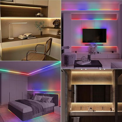 echosari LED Strip Lights Battery Operated, 10Ft 108 LED Dual Color Changing Strip Lights with Remote Cuttable Adhesive Lights Strip for Bedroom Party Decoration (Warm White & Multicolor)