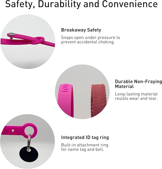 Breakaway Cat Collar - Soft, Comfortable, and Lightweight Safety Buckle Collar with Name Tag Ring for Outdoor Cats and Sensitive Skin Kittens by Nuvuq (6 ⅞" to 10 ¼", Pink)-Mewly Pet