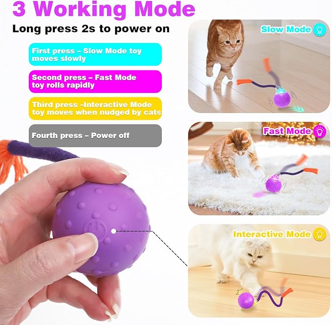 Interactive Cat Toys Mouse Ball, Motion Activated Cat Ball Super Fast in Mice Holes Cat Tent Tunnel-Mewly Pet