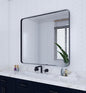 VocalStar Black Metal Framed Bathroom Mirror for Wall, 36 x 40 Inch Large Rounded Rectangle Matte Black Bathroom Vanity Mirror Farmhouse, 1/4-inch Shatterproof Glass | Ultra-Flush Hanging